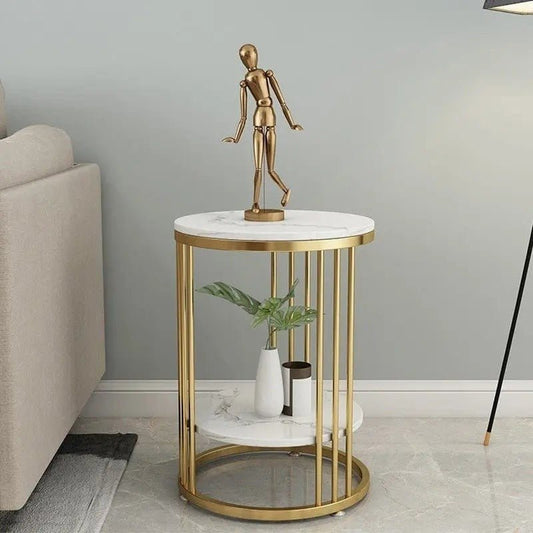 Premium Iron Stand Two Layer Marble Side Table - Decor Smart
