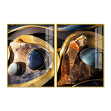 Premium Marble Stone Textural Art Acrylic Floating Wall Painting Set Of 2 - Decor Smart