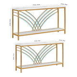 Premium Modern Faux Marble Console Table with 2 Tier Storage Shelf - Decor Smart