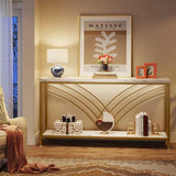Premium Modern Faux Marble Console Table with 2 Tier Storage Shelf - Decor Smart