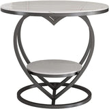 Premium Modern Heart Shaped Black Metal Finish with White Marble Night Stand Side Table - Decor Smart