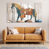Premium Quality Wall Painting of Patterned Horse of Five Pieces - Decor Smart