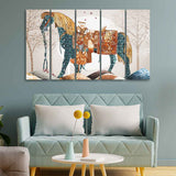 Premium Quality Wall Painting of Patterned Horse of Five Pieces - Decor Smart