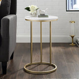 Premium Round Side Table for Small Spaces Nightstand with Golden Metal Finish - Decor Smart