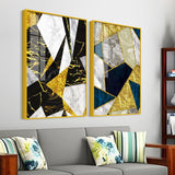 Premium Triangle Pattern Shapes Acrylic Floating Wall Painting Set Of 2 - Decor Smart