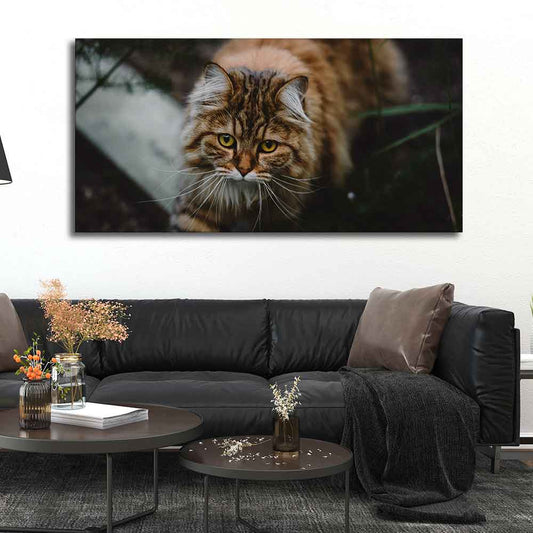 Premium Wall Painting of Cat Walking in Dark Forest - Decor Smart