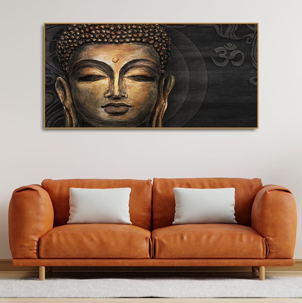 Premium Wall Painting of Gautam Buddha, Stylized Bodhi tree with OM - Decor Smart