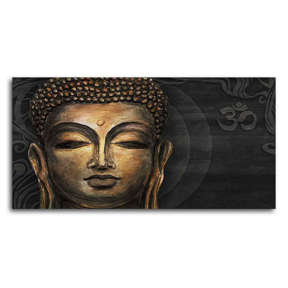 Premium Wall Painting of Gautam Buddha, Stylized Bodhi tree with OM - Decor Smart
