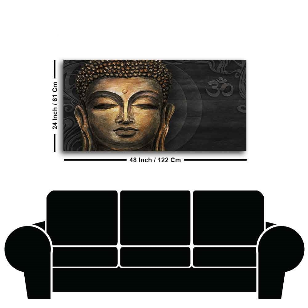 Premium Wall Painting of Gautam Buddha, Stylized Bodhi tree with OM - Decor Smart