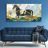 Premium Wall Painting of Horse and Golden trees with Colored Mountains - Decor Smart