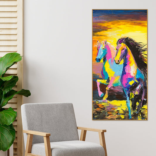 Premium Wall Painting of Horses Running in Sunset - Decor Smart