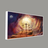 Premium Wall Painting of Jesus Cross with Moon Dark Background - Decor Smart