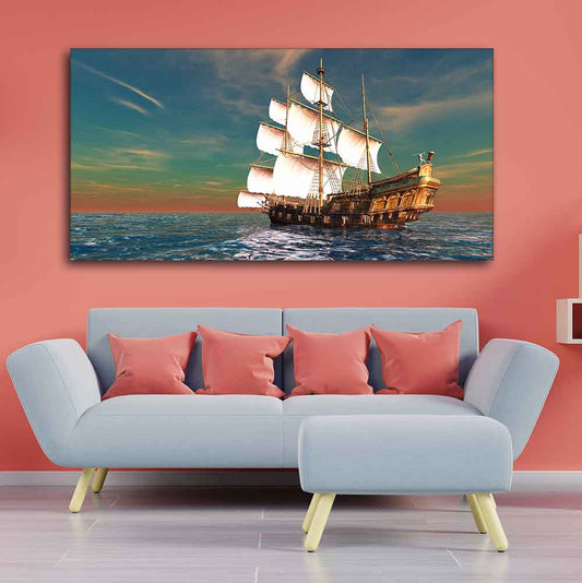 Premium Wall Painting of Ship on the Ocean - Decor Smart