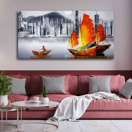 Premium Wall Painting of Victoria Harbor, Hong Kong - Decor Smart