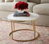 Premium White Marble Round Shaped Golden Stand Center Table - Decor Smart