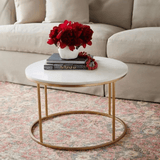 Premium White Marble Round Shaped Golden Stand Center Table - Decor Smart