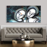 Radha Krishna Modern Grey Textured Canvas Wall Painting - Decor Smart