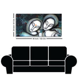 Radha Krishna Modern Grey Textured Canvas Wall Painting - Decor Smart
