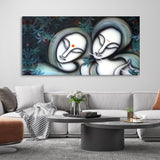 Radha Krishna Modern Grey Textured Canvas Wall Painting - Decor Smart