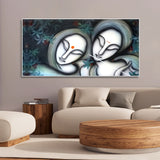 Radha Krishna Modern Grey Textured Canvas Wall Painting - Decor Smart