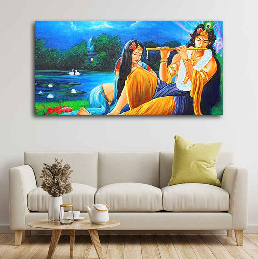 Radha Krishna Painting Canvas Big Wall Painting Wall Art - Decor Smart