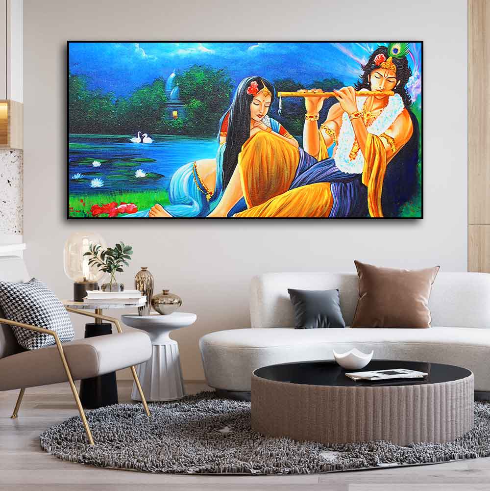 Radha Krishna Painting Canvas Big Wall Painting Wall Art - Decor Smart