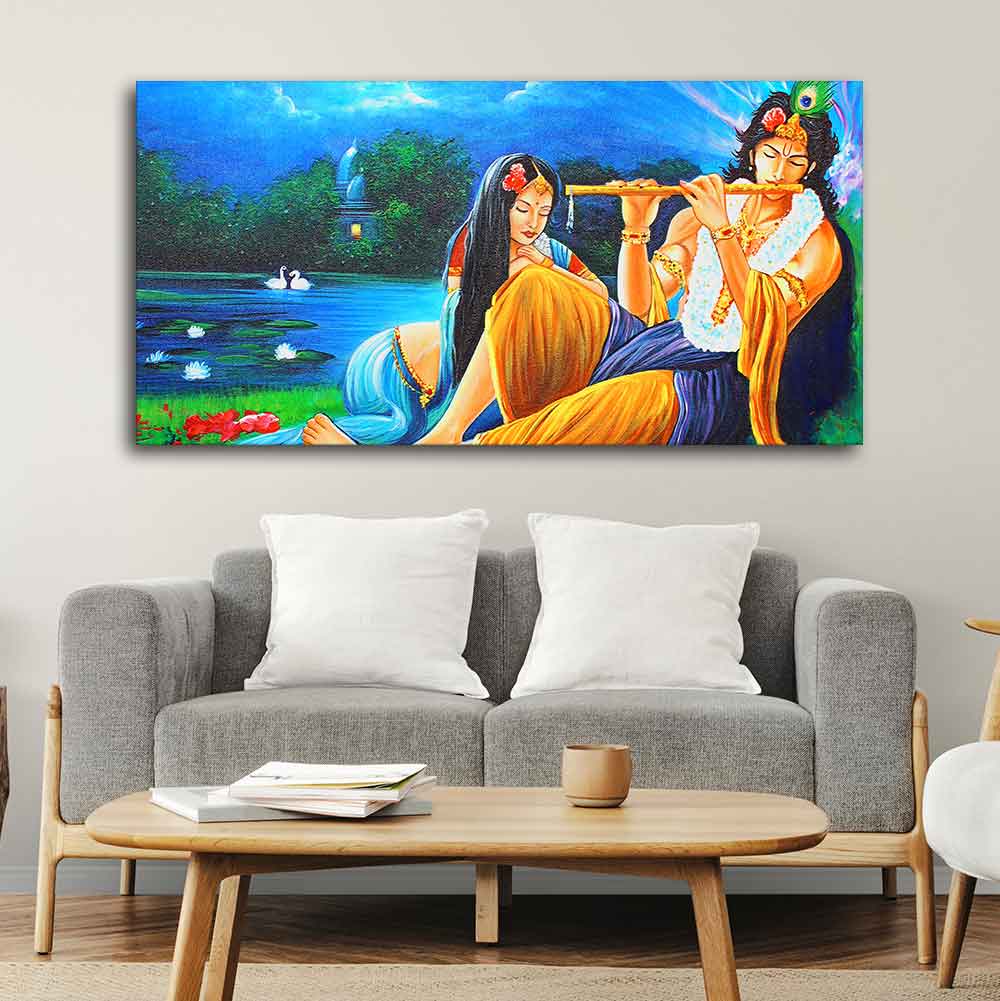 Radha Krishna Painting Canvas Big Wall Painting Wall Art - Decor Smart