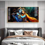 Radha Krishna Playing Bansuri Premium Acrylic Floating Wall Painting - Decor Smart