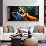 Radha Krishna Playing Bansuri Premium Acrylic Floating Wall Painting - Decor Smart