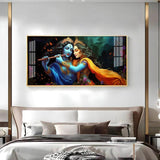 Radha Krishna Playing Bansuri Premium Acrylic Floating Wall Painting - Decor Smart
