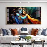 Radha Krishna Playing Bansuri Premium Acrylic Floating Wall Painting - Decor Smart