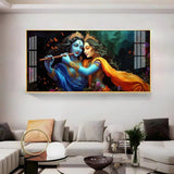 Radha Krishna Playing Bansuri Premium Acrylic Floating Wall Painting - Decor Smart