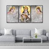 Radha Krishna Premium Floating Canvas Wall Painting Set of Three - Decor Smart