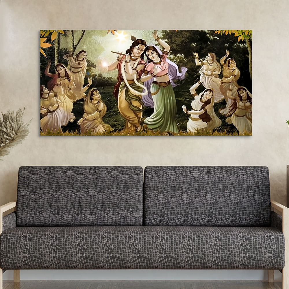 Radha Krishna Raas Leela Canvas Wall Painting - Decor Smart
