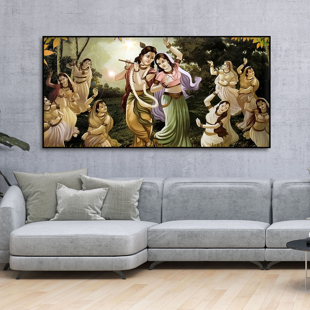 Radha Krishna Raas Leela Canvas Wall Painting - Decor Smart