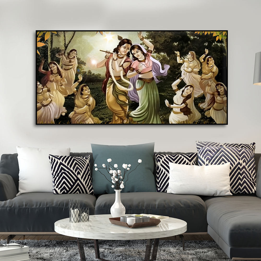 Radha Krishna Raas Leela Canvas Wall Painting - Decor Smart