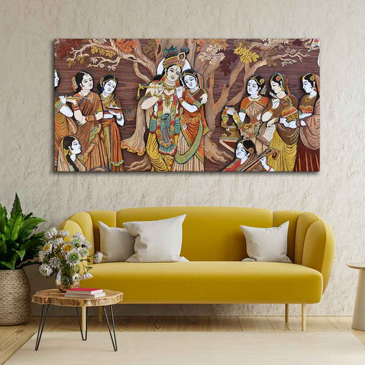 Radha Krishna Rasleela Canvas Wall Art – Decor Smart