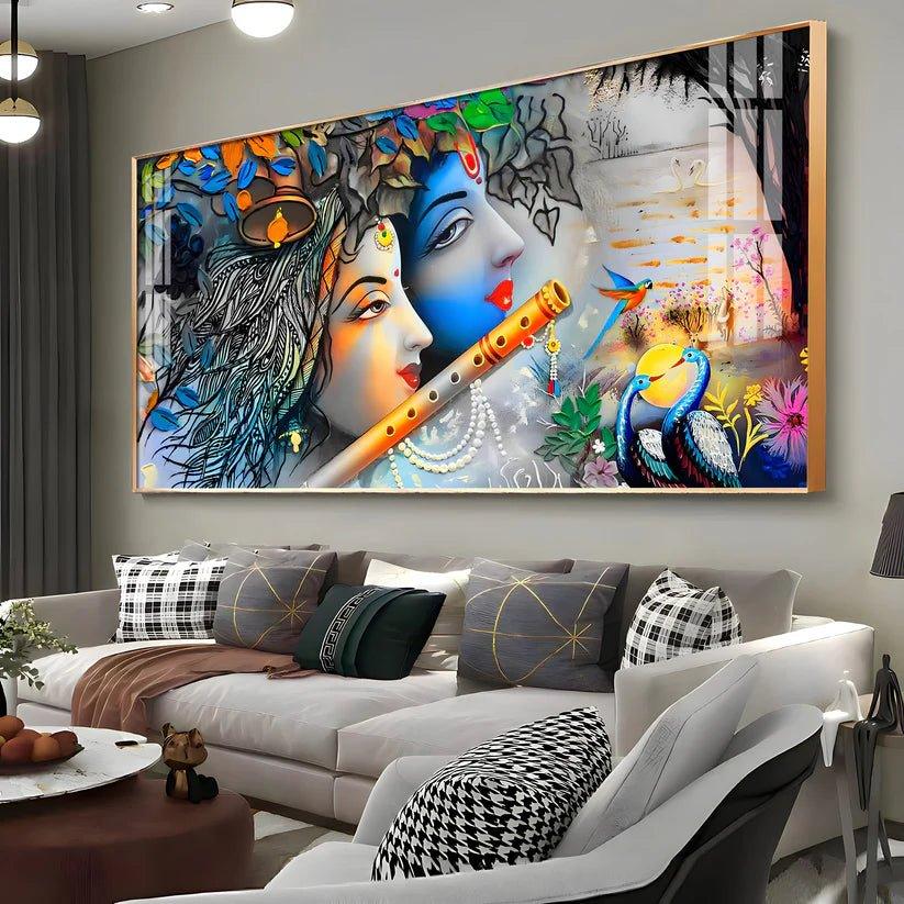 Radha Krishna Unforgetable Love Premium Acrylic Floating Wall Painting - Decor Smart