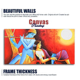 Radha Krishna With Flute Canvas Wall Painting - Decor Smart