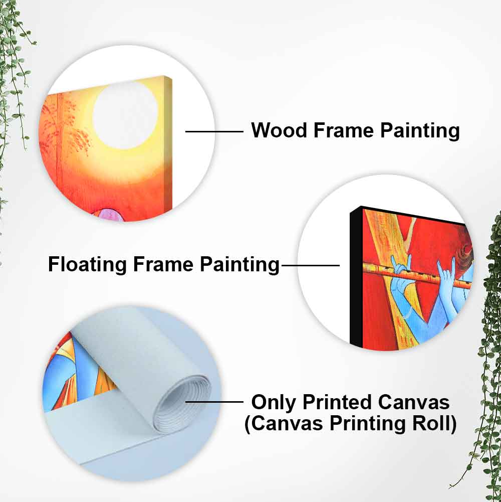 Radha Krishna With Flute Canvas Wall Painting - Decor Smart