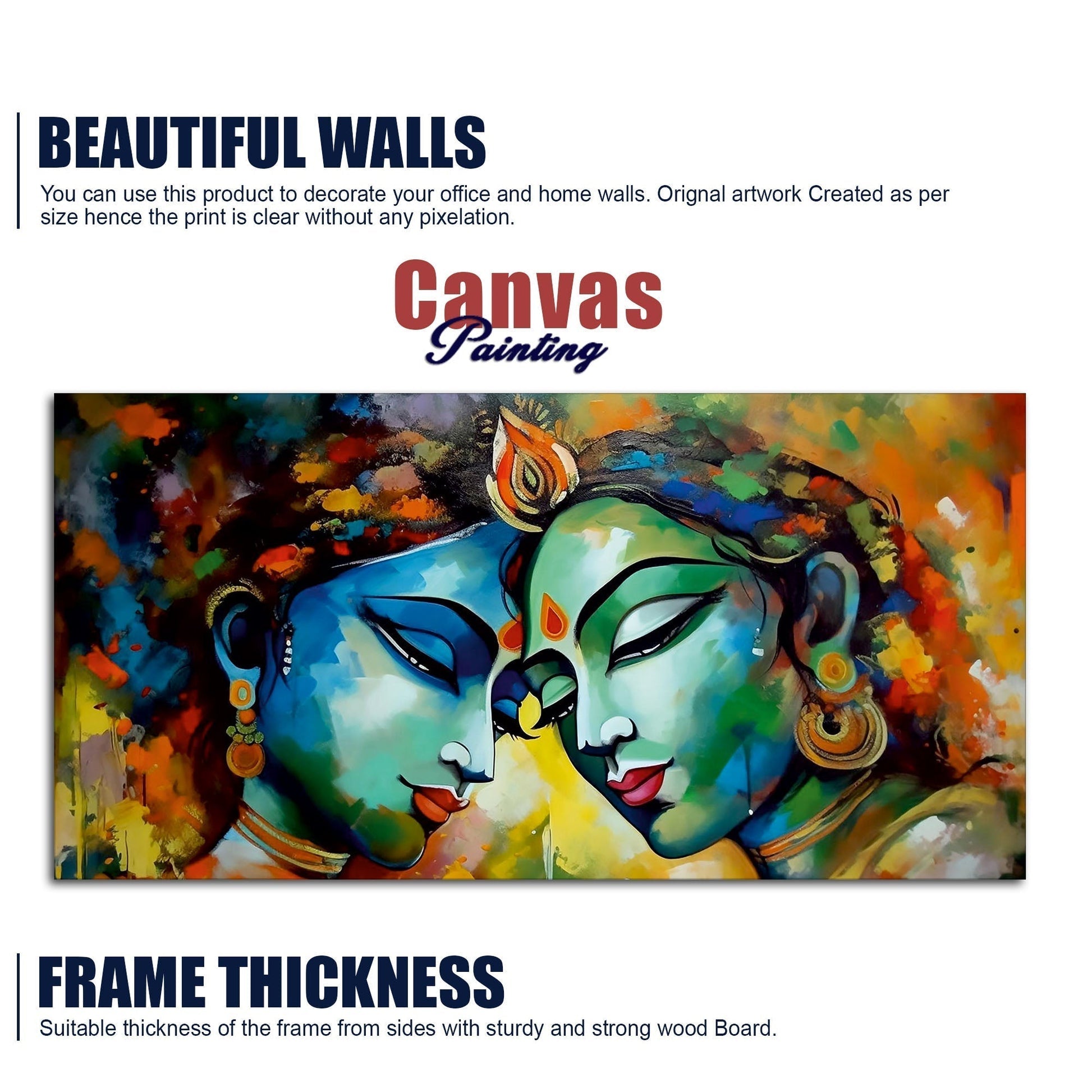 Colorful Love – Radha Rani & Krishna Wall Canvas