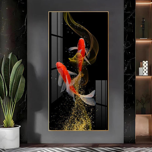 Rare Lucky Fish Premium Acrylic Floating Vertical Wall Painting - Decor Smart