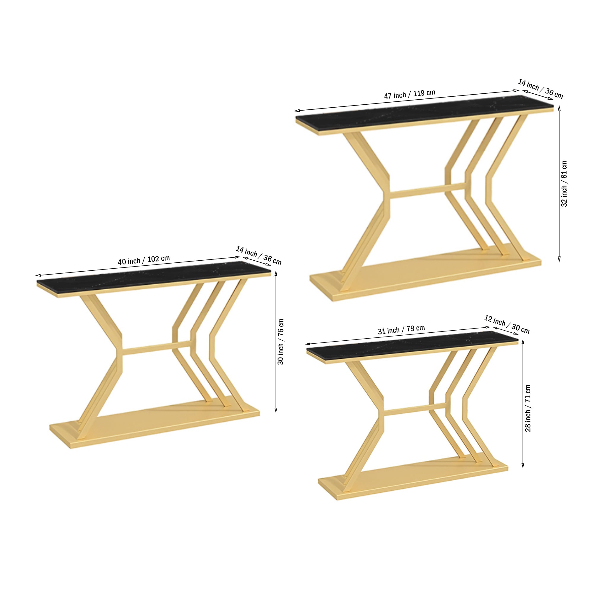 Refined Luxury Black Marble Hallway Console Table - Decor Smart