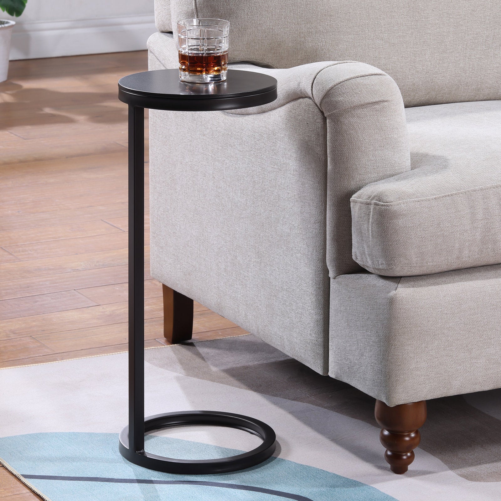 Ring Base Black Marble Designer Side Table - Decor Smart