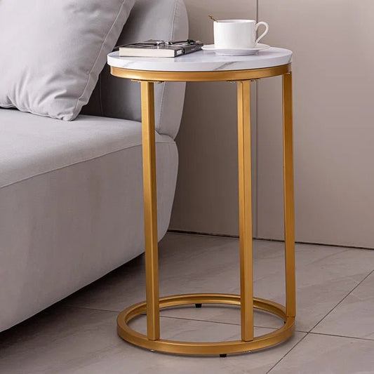 Rounded Shaped Golden Metal End Side Table - Decor Smart