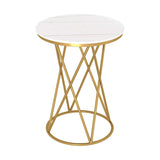 Rounded Side End Designer Golden Metal Finish Side Table - Decor Smart