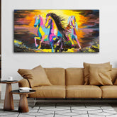 Running Horses Abstract Premium Canvas Wall Painting - Decor Smart