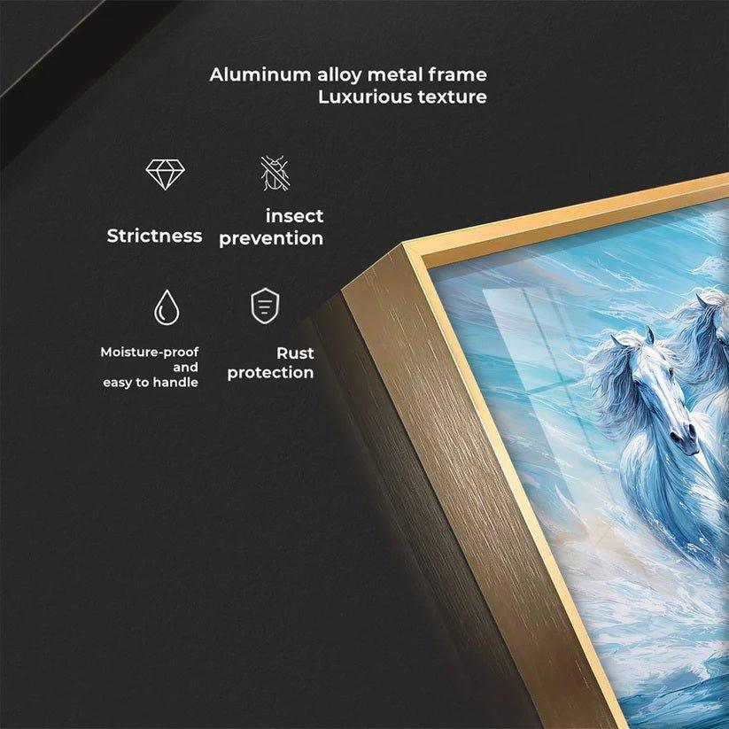 Running Horses Art in River Premium Acrylic Floating Wall Painting - Decor Smart