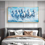 Running Horses Art in River Premium Acrylic Floating Wall Painting - Decor Smart