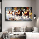 Running Horses in River Premium Acrylic Floating Wall Painting - Decor Smart